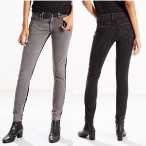 Levi’s 711 Skinny Two Toned Black Gray Moto Jeans
